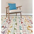thumbnail image 2 of Gilda Handmade Geometric Wool Rug, Turquoise Blue/Red, 4ft x 6ft Accent Rug, 2 of 4