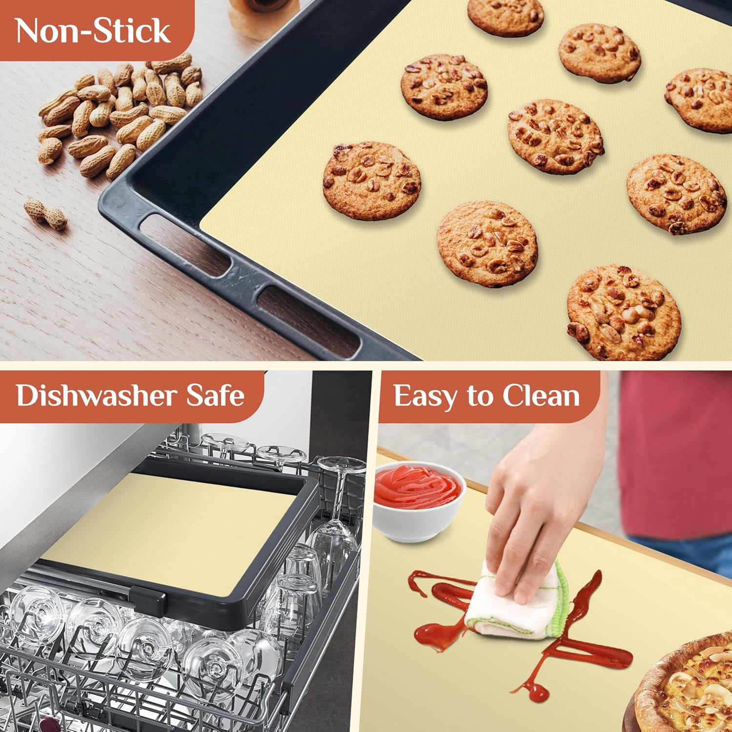 Silicone Baking Mat Roll 24x72 Inch Non-Stick Reusable Dough Pastry Sheet for Air Fryer Oven Freezer