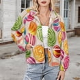 thumbnail image 3 of Jackets for Women Winter Coat Jackets Flannel Stand Collar Jacket(Rainbow Lollipop,Size:S-4XL), 3 of 7