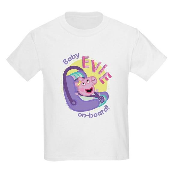 CafePress - Peppa Pig: Baby On Board! Kids T Shirt - Light Classic Kids Graphic, Short Sleeve T-Shirt, Sizes XS-XL