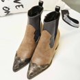 thumbnail image 3 of NECHOLOGY Botas Mujer Adulto Femenino Zapatos Botines mujer Botas versátiles de moda con cremallera lateral de cuero de tacón grueso de lana de otoño e invierno para mujer (Brown, 8), 3 of 7