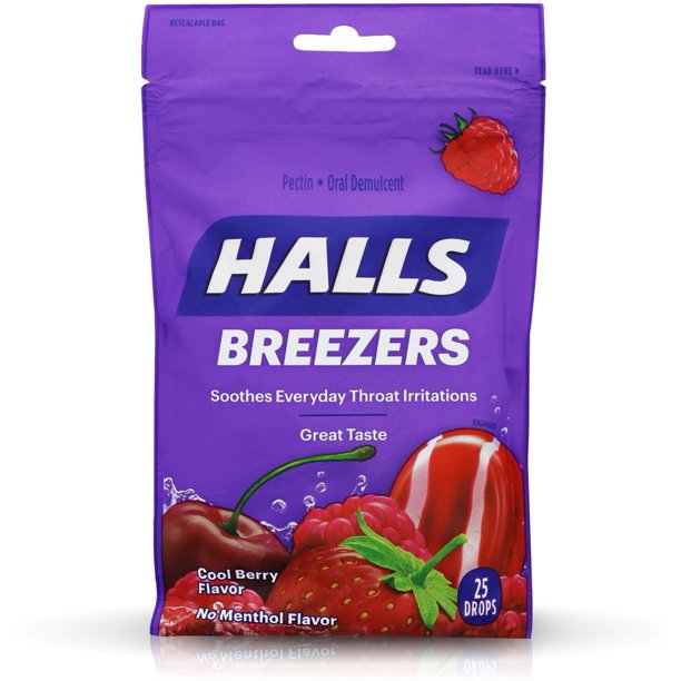 2 Pack Halls Breezers Drops Cool Berry 25 Each