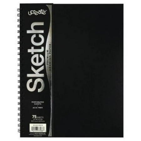 Ucreate Sketch Paper 9"x12" 75 Sheet: Acid-Free Blank Sketchbook, Twin-Wire Binding, Flexible Cover, 75 Pages
