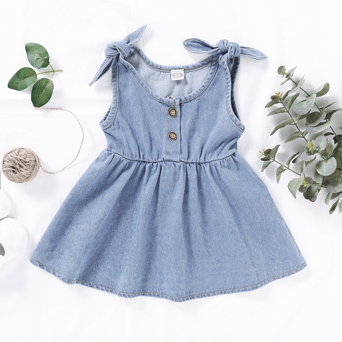 sleeveless denim dress with buttons
