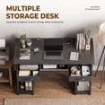 thumbnail image 3 of edx 48 Inch Office Desk with 2 Drawers, Spacious Writing Desk with Storage Shelves, Modern Computer Table for Home Office,Study and Work,Balck, 3 of 9