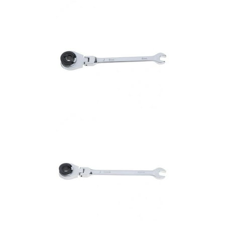 

2x Steel Ratchet Wrench Spanner Set Flexible Head Reversible 8mm + 10mm
