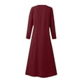 thumbnail image 5 of DTBPRQ Women's Cotton Fall Dress Long Sleeve Loose Plain Maxi Dresses Casual Long Dresses with Pockets, 5 of 5