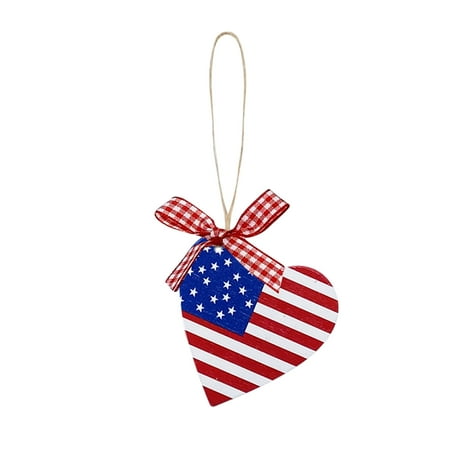 

mnjin independence day patriotic diy bowknot wooden hanging flag pendant home decor d