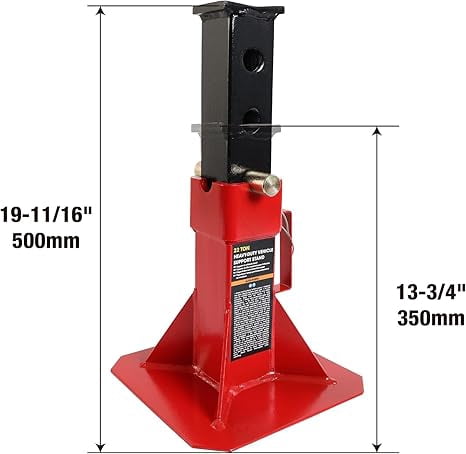 JACK BOSS Heavy Duty 22 Ton (44,000 lb) Pin Style Adjustable Height Automotive Jack Stands, Red, 1 Pair