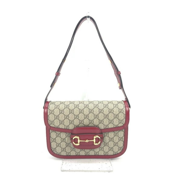 Pre-Owned Gucci 602204 GG Supreme bag shawl Shoulder Bag Beige Red
