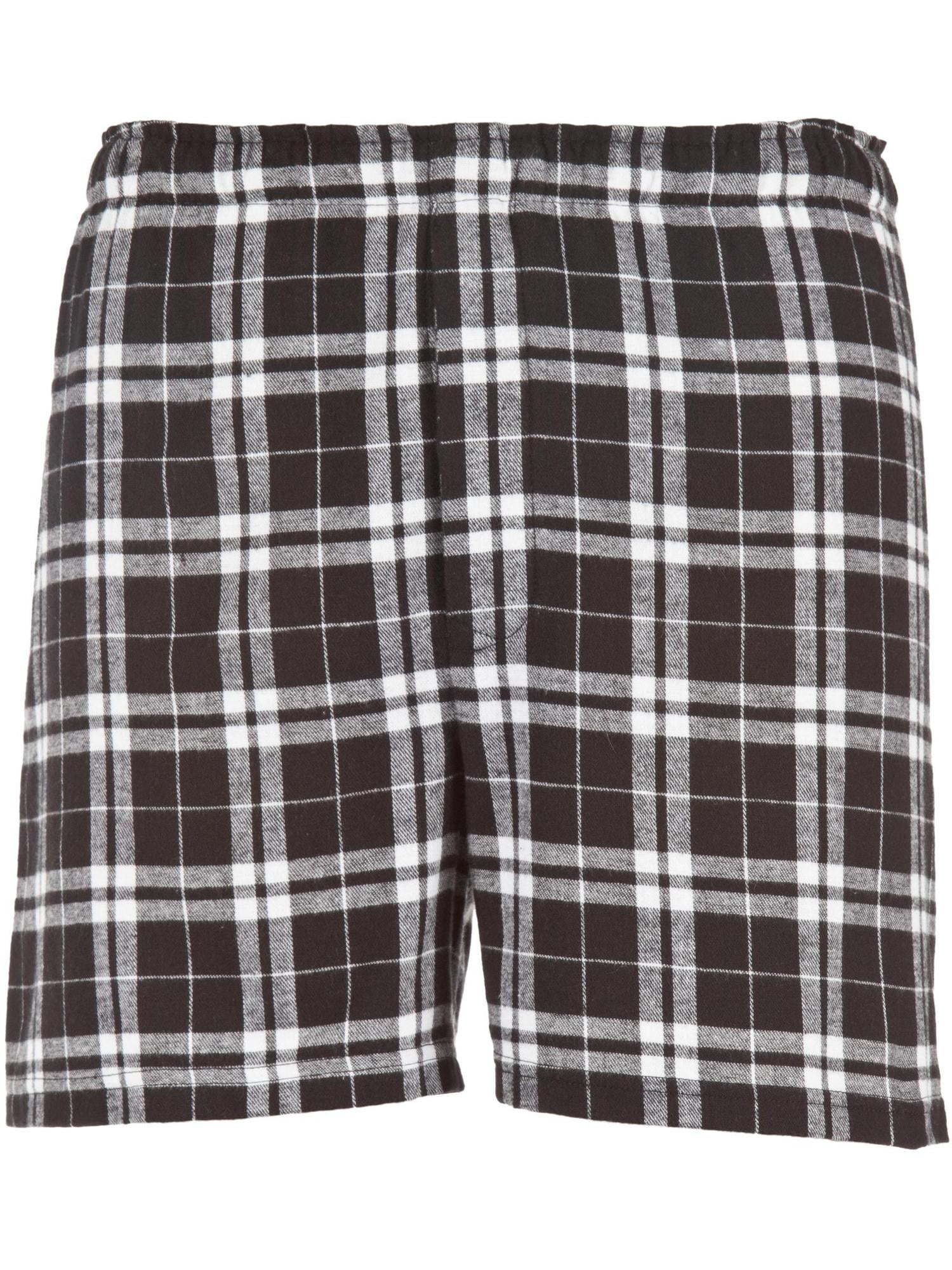 Size Medium Mens Cotton Flannel Plaid Boxer Sleep Shorts, Black and ...