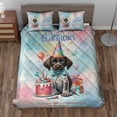thumbnail image 2 of Happy Birthday Cute Puppy German Shorthaired Pointer with Cake Gifts Party Hat Quilt Bedding Set GSP Lover Dog Gift 1 Blanket Bed Cover 2 Pillowcases - 00029, 2 of 5