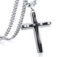thumbnail image 2 of Collar de cruz Sunnimix para hombre Acero Hiphop Rock Moda Teens Regalo plata, 2 of 6