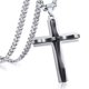 thumbnail image 2 of Collar de cruz Sunnimix para hombre Acero Hiphop Rock Moda Teens Regalo plata, 2 of 6
