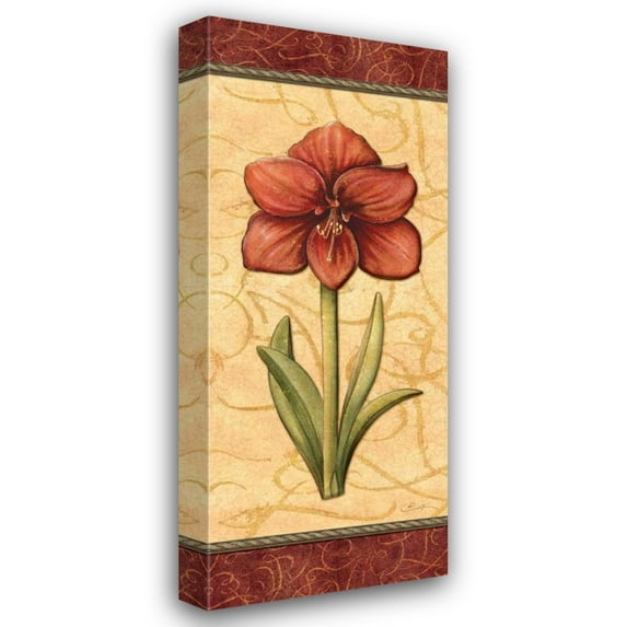 Charlene Audrey 12x24 Gallery Wrapped Canvas Wall Art Titled - Red Passion Amaryllis