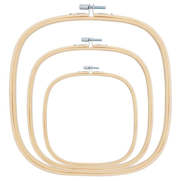 Aros para bordar Caydo cuadrados, 15 cm, 20 cm, 25 cm, bambú, 3 piezas