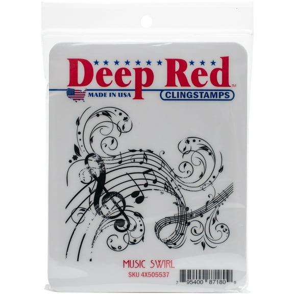 Deep Red Cling Stamp 3"X3"-Music Swirl