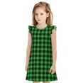 thumbnail image 1 of Fotbe Buffalo Plaid Green Black Vestido de Dormir para Niñas de 3 a 10 Años, Mangas Cortas, Estilo Princesa, Pijama Camisón con Mangas Voladas-Medium, 1 of 6
