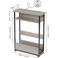 thumbnail image 3 of Vintage Narrow Side Table with Storage Shelf, 3-Tier Slim End Table Modern Sofa Table for Narrow and Small Spaces,62.5CM Height Skinny Bedside Table Small Nightstand with Magazine Rack (Oak), 3 of 9