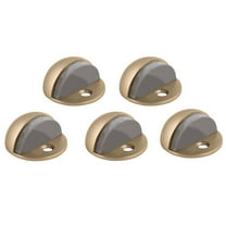 Dome Door Stop Wall Protectors with Rubber Stopper – Satin Brass Floor Mounted Door Stoppers 5-Pack – Design House, 181875