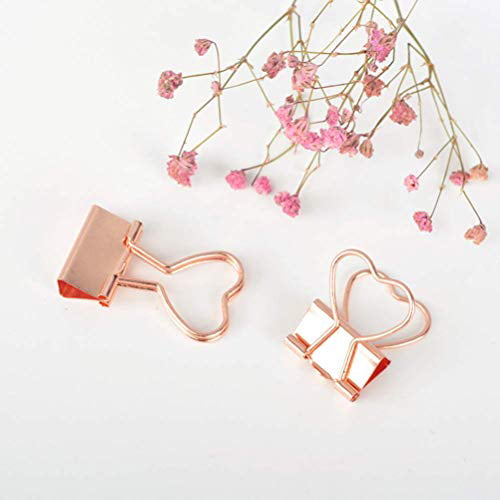 12Pcs Rose Gold Metal Binder Clips with Cute Cat Shaped Handle 0.74/19mm foldback Clips in Acrylic Crystal Box Invoice Bill Clip Decorative Paper Clips Notes Letter for Office Home School 
