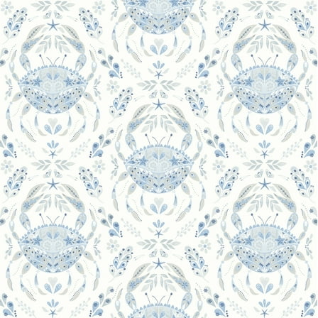 Chesapeake Annapolis Light Blue Crustacean Prepasted Non Woven Blend Wallpaper, 20.5-in by 33-ft, 56.4 sq. ft.