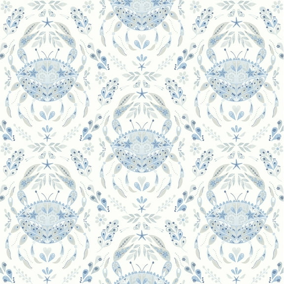 Chesapeake Annapolis Light Blue Crustacean Prepasted Non Woven Blend Wallpaper, 20.5-in by 33-ft, 56.4 sq. ft.