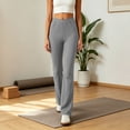 thumbnail image 6 of YHAJDS Women Wide Leg Yoga Pants Button Pocket Design Casual Fitness Long Bottoms, 6 of 8
