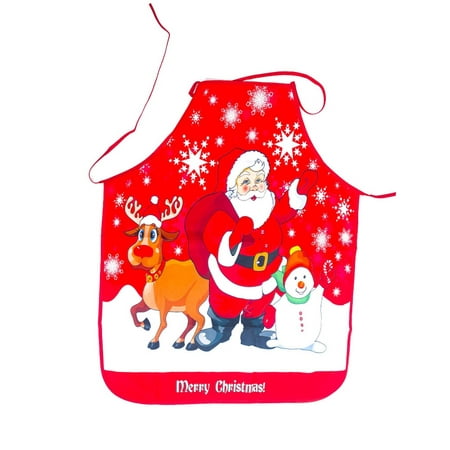 

Buodes Apron Christmas Decorations Fabric Printing Snowman Christmas Apron Christmas Party Atmosphere Decorations