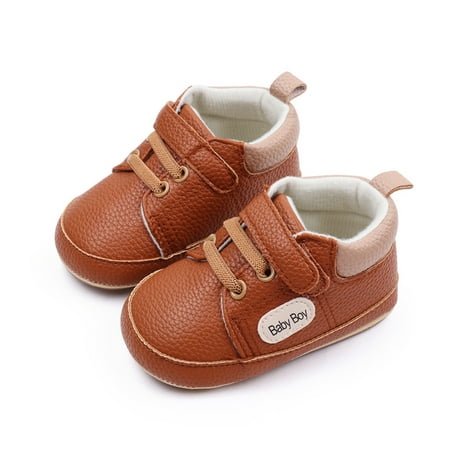 Baby Boys Girls PU Leather Shoes Infant Lace up Slip On Soft Sole Sneakers Anti Skid First Walker Shoes