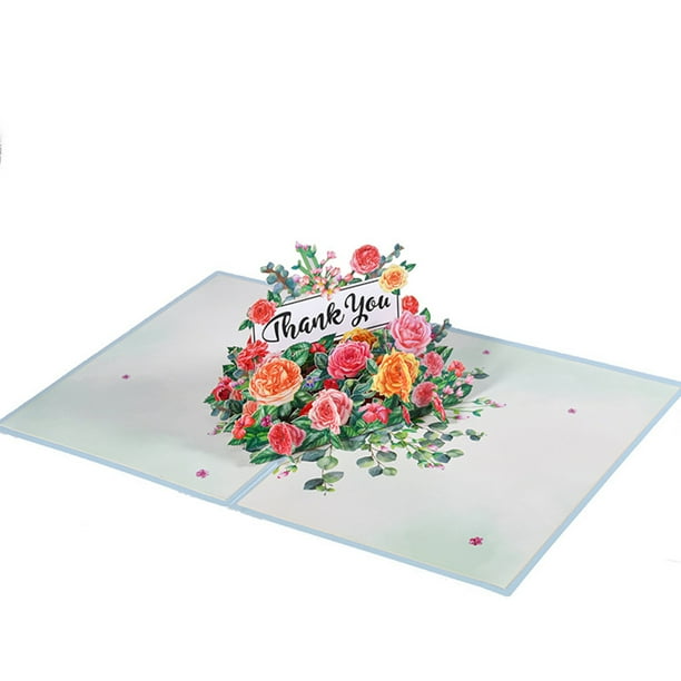 Tarjeta emergente de agradecimiento 3D, tarjeta de agradecimiento al maestro, tarjeta de felicitación de flores con ramo del día de la madre para mamá, maestra, esposa, abuela, papá
