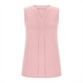 thumbnail image 5 of Scyoekwg Plus Size Tank Tops for Women Summer Casual Trendy Sleeveless Shirts V Neck Pleated Tunic Tops Solid Color Loose Blouses (Pink,XL）, 5 of 6