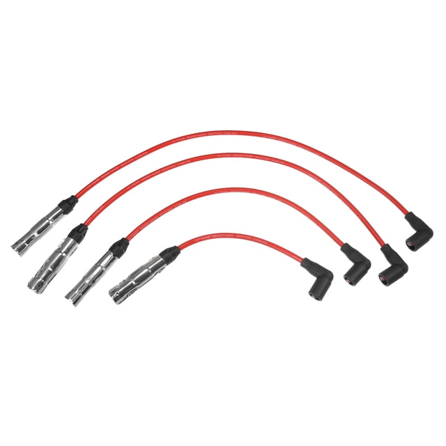 Cables de bobina de bujía de automóvil Unique Bargains 7mm para Volkswagen Beetle Golf Jetta L4 2.0L No.06A905430J - Paquete de 4