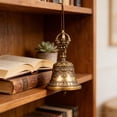 thumbnail image 4 of Brass Vajra Bell Ornament, Antique Style Small Copper Brass Bell Pendant Exquisite Metal Craft Decorative Bell for Home Meditation Room Desk Display Classic Ornament, 4 of 6