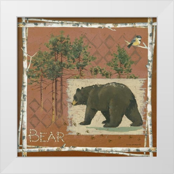 Phillips, Anita 26x26 White Modern Wood Framed Museum Art Print Titled - Bear on Red
