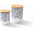 thumbnail image 1 of Canisters Sets for the Kitchen - 2 Pcs 36/18 oz Ceramic Kitchen Containers for Countertop with Airtight Wood Lids - Flour and Sugar Containers for Coffee Tea Spice Beans Cookie Jars - Blue, 1 of 8