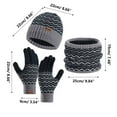 thumbnail image 3 of Brilliant Winter Hats and Gloves for Men Men's Stripe Winter Woolen Hat Set Color Blocked Knitted Hat Scarf Glove Gray, 3 of 3