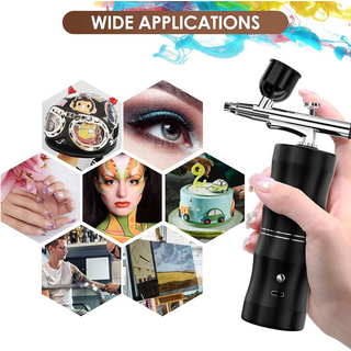 Irfora Airbrush Portable Handheld Airbrush Gun Accessories 0.3mm Nozzle for  FX Makeup Tattoo Painting Moisturizing Black