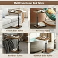 thumbnail image 5 of HENG Co. C-Shaped Wheeled End Table - Adjustable Height Rectangular Tea Table Sofa Side table for Couch Small End Table for Livingroom, Bedroom in Wood, 5 of 10
