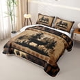 thumbnail image 3 of meiyoeat Vintage Deer Silhouette Bed Spread Queen, Rustic Paw Print Queen Coverlet Set For Boys Kids,3 Pieces, 3 of 7