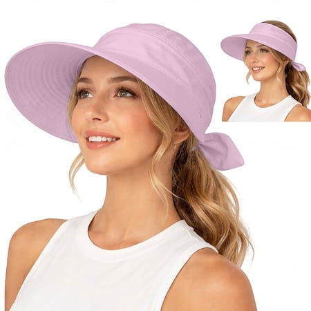 Sales Today Under $5 Pink Wide Brim Straw Hat GIJNRIUIUA 2 In 1 Women s Sun Visor Sun Hat Zipper Off Ponytail Friendly Lightweight Summer Trucker Hats