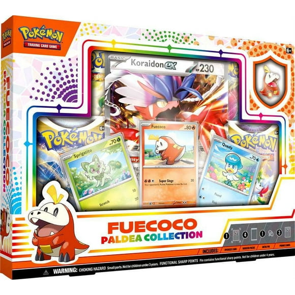 Pokemon Sword & Shield Paldea Collection Fuecoco Box (4 Booster Packs, 3 Promo Cards, Oversize Card, Pin & More)