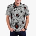 thumbnail image 5 of Yiaed SpidersPrint Men's Short Sleeve Polo Shirt,Golf Polo for Men Three-Button Golf Shirt Athletic Casual Collared T-Shirt- Small, 5 of 7