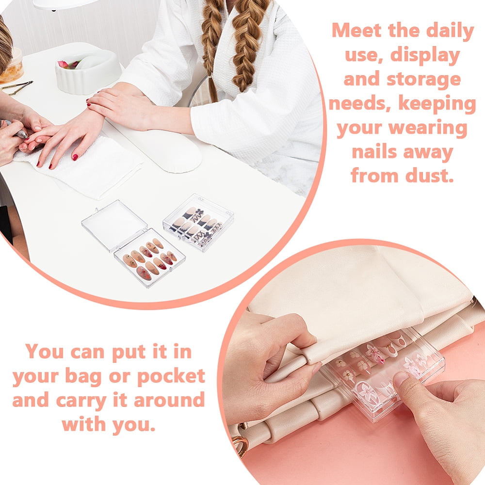 30Pcs Plastic Nail Tips Storage Box with 4 Sheets Double Side Adhesive Glue Sticky Tape For False Nail Tips Mixed Color 19x14x0.05cm DIY