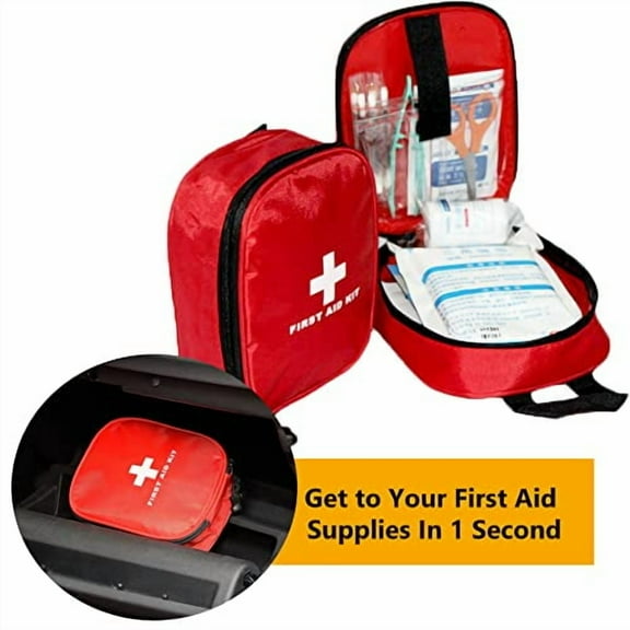 Portable First Aid Bag Kits - Travel Med Pouch Storage Case Includes Emergency & Survival Supplies