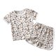 thumbnail image 4 of Conjuntos de blusas y camisas de manga corta y cuello redondo para niños y niñas, moda informal, manga corta, cuello redondo, pantalones cortos estampados con botones, vestido de poliéster para niños, 4 of 8