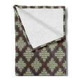 thumbnail image 2 of Quatrefoil Soft Flannel Fleece Throw Blanket, Vintage Style Tile Antique Design and Moroccan Stars, Cozy Plush for Indoor and Outdoor Use, 50" x 60", Pale Brown Turquoise, by Ambesonne, 2 of 5