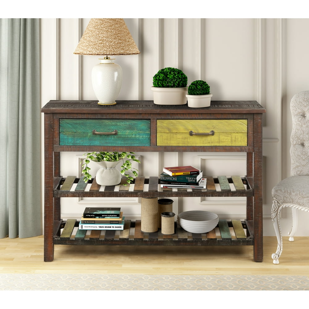 Console Table With Drawers, Tall Console Table Entryway, Wood Buffet