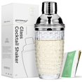 thumbnail image 1 of Glass Cocktail Shaker JOYCEMALL 385ml Leakproof Silver, 1 of 6