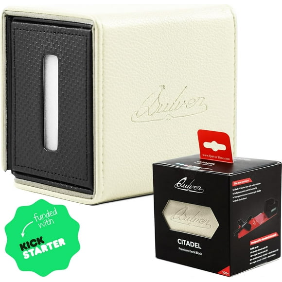 ERDS-White Citadel Deck Block - 100+ Commander MTG Deck Box for Cards - Card box holder for Cards, Dice and Tokens, Custom Deckbox Divider - Quiver Card Cases Compatible | TCG Card Deck Box
